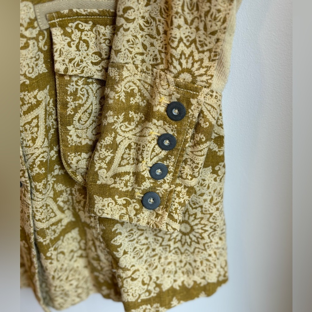 FREE PEOPLE Tan Floral Damask Trench Size XS - Picture 7 of 11